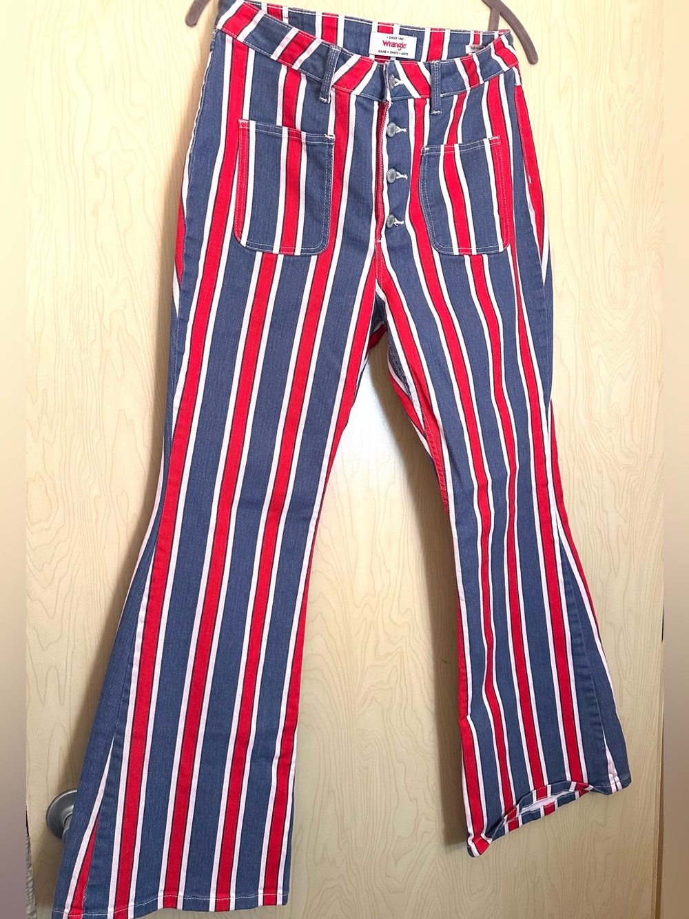Wrangler Red, Blue & White Striped High-Rise Sailor Jeans - Picture 4 of 12